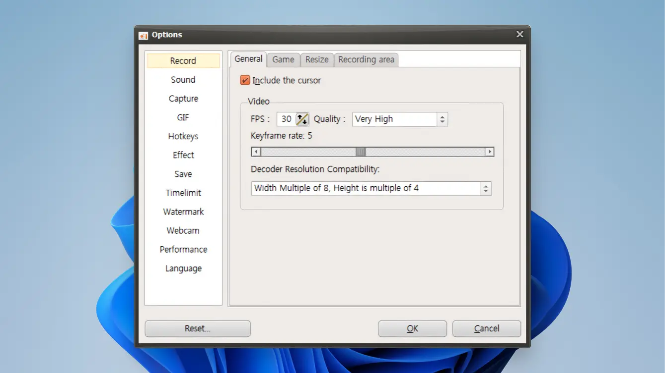 oCam 5 oCam - Adjusting the frame rate - 05